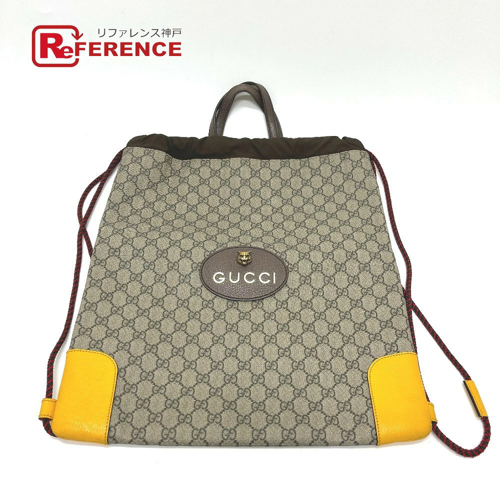 Gucci GG Supreme Cat Head Drawstring Backpack Bag Knapsack Rucksack Canvas